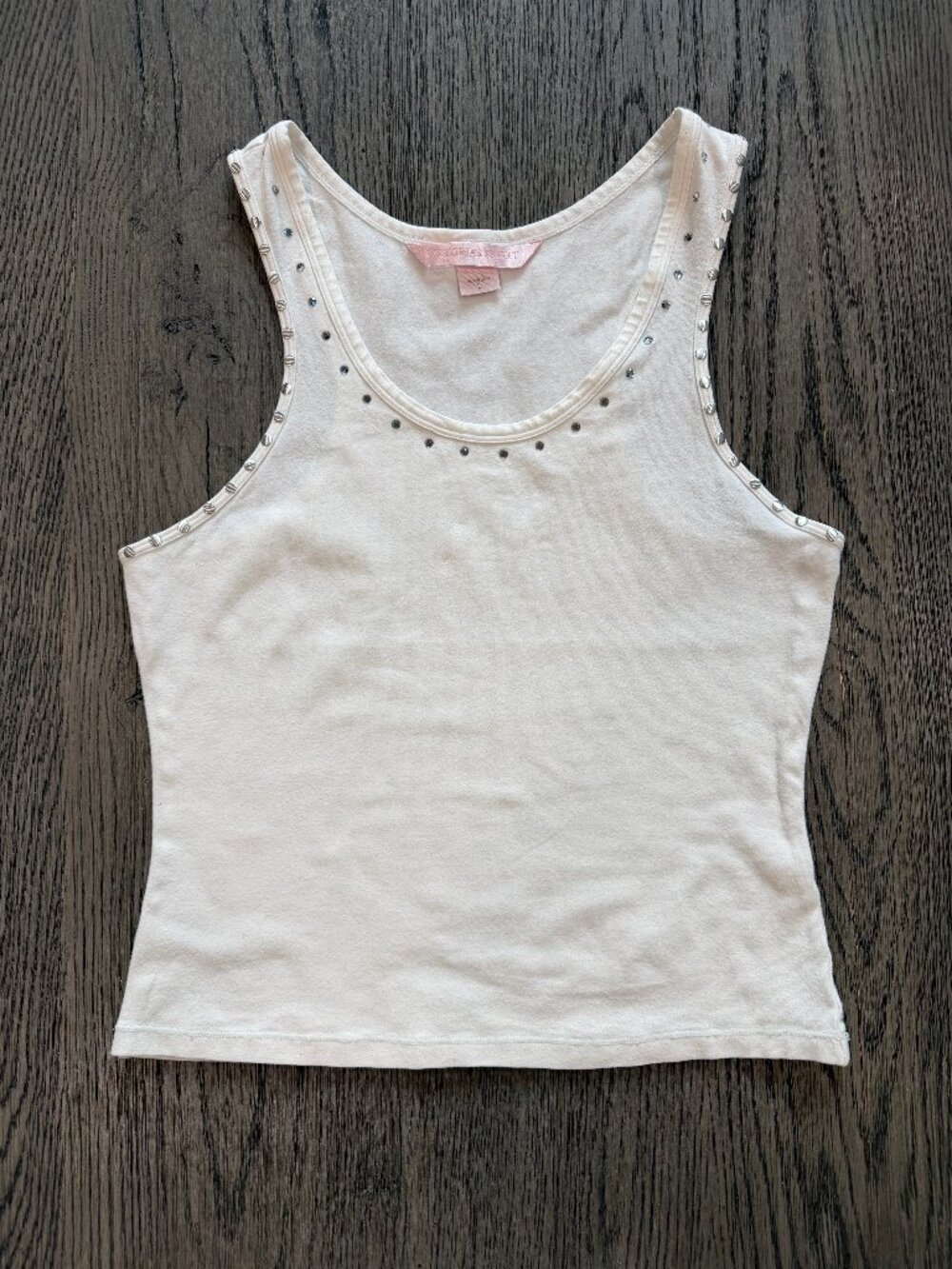 Vintage Victoria's Secret Bedazzled Tank Top Y2K Cropped Fitted Racerback